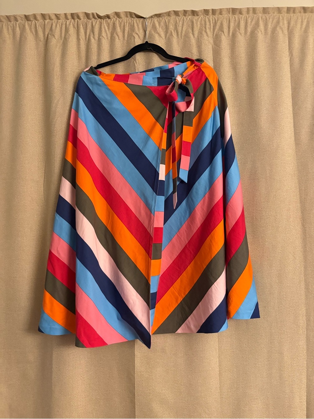 Oliver Bonas Colourful Striped A-Line Wrap Skirt with Tie Waist